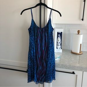 NWT Express Blue Pattern Tank Mini Dress Small